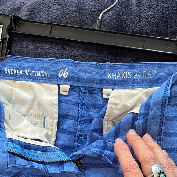 GAP Women's Blue Striped Straight Leg Pants - Picture 7 of 10